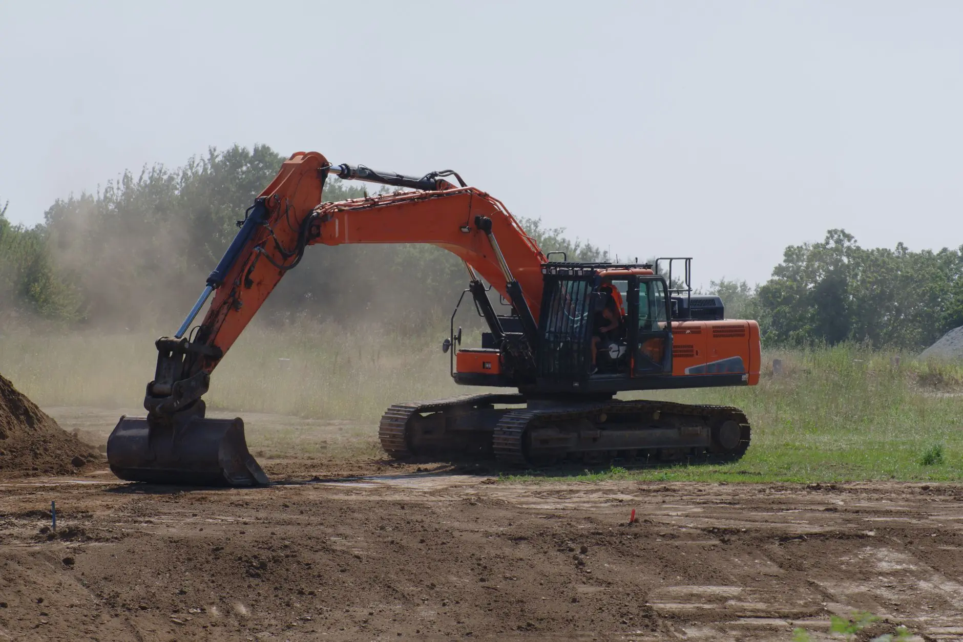 Excavator working on an earthworks site