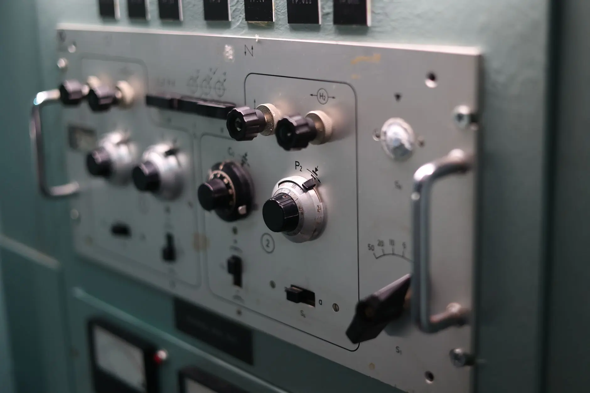 Close-up of an industrial control panel